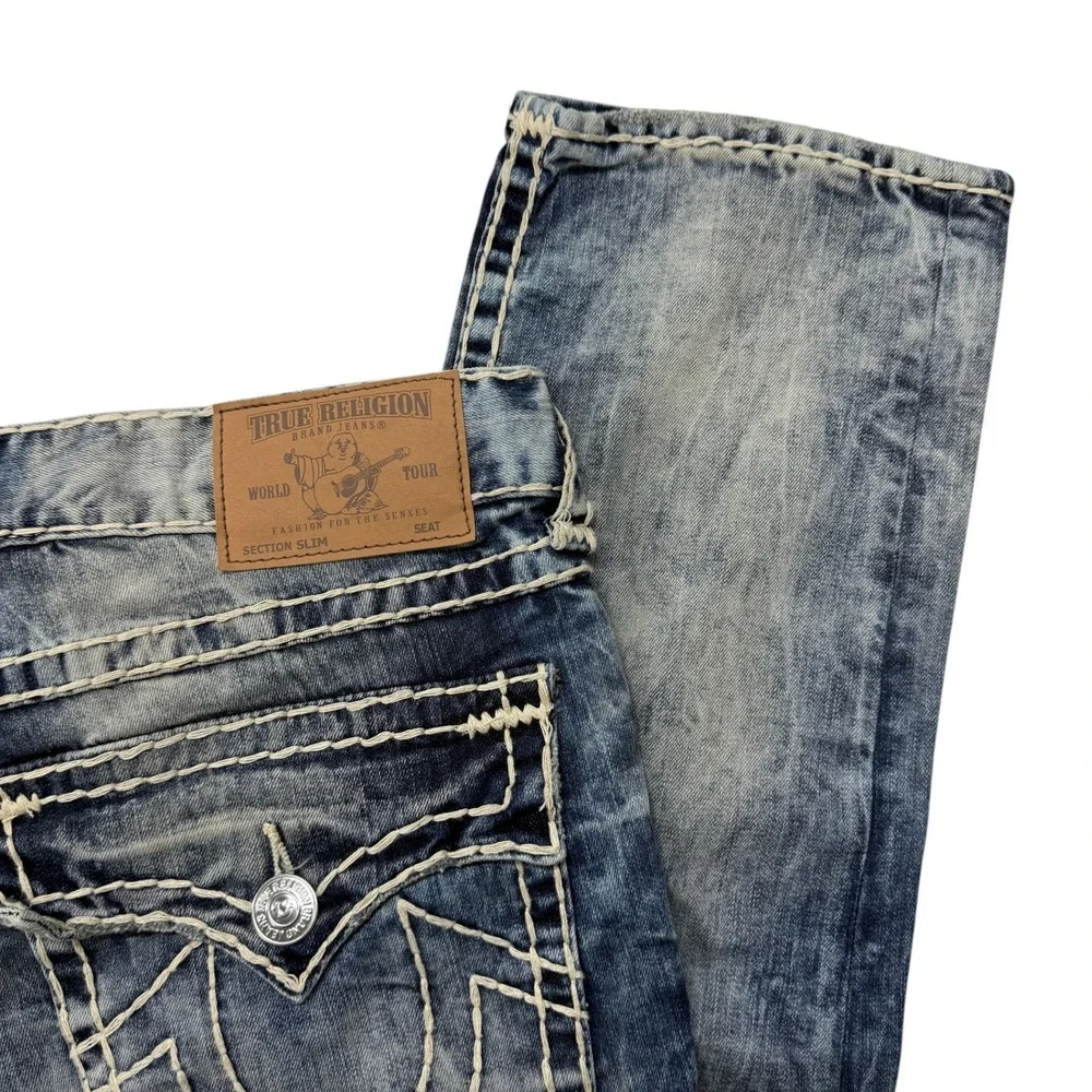 True Religion Slim Flap Super T Jeans Mens 40 x 33 Sunlight Haze Blue 101437 NWT